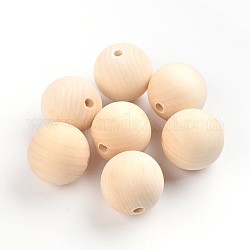 Perle di legno rotonde non finite, perline distanziate perline in legno naturale,  piombo libero, mocassino, 35mm, Foro: 7 mm