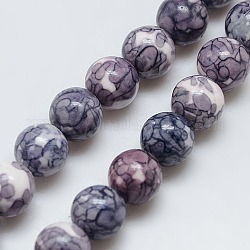 Chapelets de perle en jade d'un océan blanc synthétique, teinte, ronde, grises , 6mm, Trou: 1mm, Environ 66 pcs/chapelet, 15.55 pouce
