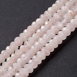 Natürlichen Rosenquarz Perlen Stränge, Rondell, facettiert, rosa, 6x3.5~4 mm, Bohrung: 1 mm, ca. 105 Stk. / Strang, 15.5 Zoll