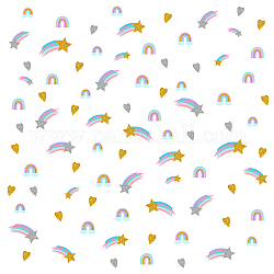 PVC-Wandaufkleber, Wandschmuck, Regenbogen, Herz & Meteor, Gemischte Muster, 900x390 mm, 2 Blätter / Satz