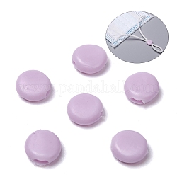 PVC Plastic Cord Lock for Mouth Cover, Anti Slip Cord Buckles, Rope Adjuster, Flat Round, Thistle, 10x4mm, Hole: 1.6mm and 1.6x4mm
