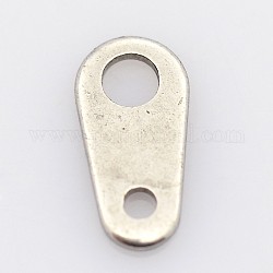 201 Stainless Steel Chain Tabs, Chain Extender Connectors, Stainless Steel Color, 8x4x0.6mm, Hole: 1mm & 2mm