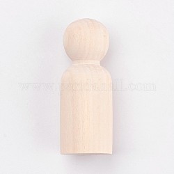 Unvollendete männliche Holzpuppen-Menschenkörper, für Kinder malen, diy handwerk, solide, hart, antik weiß, 53x20 mm