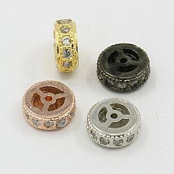 Perline in ottone zirconi, rotondo e piatto, colore misto, 8x2.5mm, Foro: 1 mm