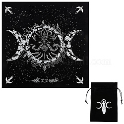 Flanell Altar Tarot Tischdecke, dreifache Mondgöttin Tischdecke, mit Velet-Taschen, Rechteck, Schwarz, 500x494x1 mm