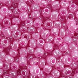 Perles de rocaille en verre, Ceylan, ronde, violette, 4mm, Trou: 1.5mm, environ 1000 pcs/100 g