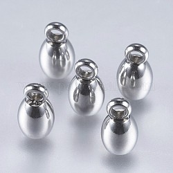 201 Stainless Steel Cord Ends, End Caps, Stainless Steel Color, 8x4mm, Hole: 2mm, Inner Diameter: 3mm