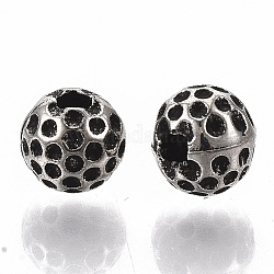 CCB Plastic Beads, Round with Pit, Antique Silver, 6x5.5mm, Hole: 1.6mm, about 4820pcs/500g