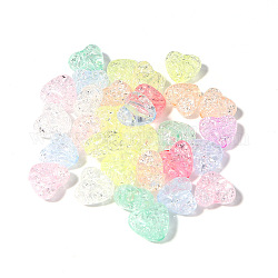 Perline di acrilico trasparente crackle, cuore, colore misto, 10mm, 50pcs/scatola