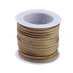 Cordón de gamuza sintética ecológico, con polvo del brillo, camello, 3x1.4mm, alrededor de 5.46 yarda (5 m) / rollo