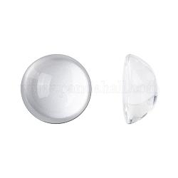 Transparent Half Round Glass Cabochons, Clear, 24~25x11~12mm