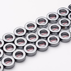 Perlas de hematita sintética no-magnética, aa grado, buñuelo, negro, 12x4mm, agujero: 1 mm, aproximamente 33 pcs / cadena, 16 pulgada