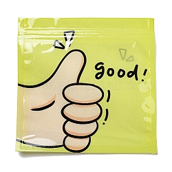 四角いプラスチック包装のジップロック袋  漫画の手の模様で  トップセルフシールパウチ  きいろ  13.3x13.5x0.15cm  片側の厚さ：2.5ミル（0.065mm）