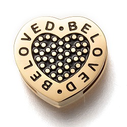 304ステンレス鋼スライドチャーム  エナメルスタイル  愛の言葉を持つ心  ゴールドカラー  12.5x13x3.5mm  穴：8.5x1.5mm