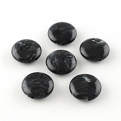 Perles acryliques rondes d'imitation pierre précieuse, noir, 22x8.5mm, Trou: 2mm, environ 190 pcs/500 g