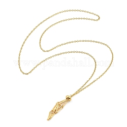 Brass Pouch Necklace Making for Gemstone Nugget, Real 18K Gold Plated, 25~25-1/4 inch(63.6~64cm)