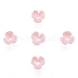Coupellles en résine imitation perle, 3 pétales, fleur, rose, 6x6x3mm, Trou: 1mm