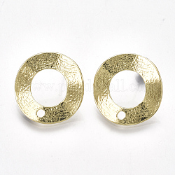Accessoires de clous d'oreilles en alliage, avec boucle et épingles en acier, anneau, or clair, 21x20mm, Trou: 2mm, pin: 0.7 mm