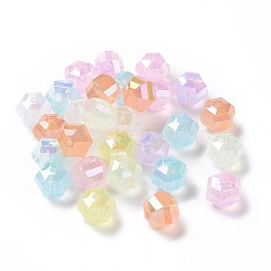 Perles de gelée imitation acrylique transparentes, hexagone, couleur mixte, 15.5~16x17.5~18x14mm, Trou: 2.5mm
