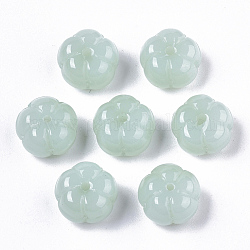 Perles de verre imprimées par pulvérisation, jade d'imitation, fleur, turquoise pale, 10x10x6.5mm, Trou: 0.9mm