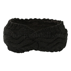 Polyacrylonitrile Fiber Yarn Warmer Headbands with Velvet, Soft Stretch Thick Cable Knit Head Wrap for Women, Black, 245x100mm