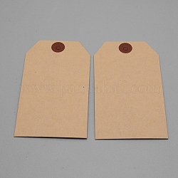 Kraftpapier-Tag leere Karte, mit Bindfaden, für Hochzeit braune rechteckige Bastelanhänger, Bräune, 95x55x0.4 mm, Bohrung: 4 mm, 100 Stück / Set
