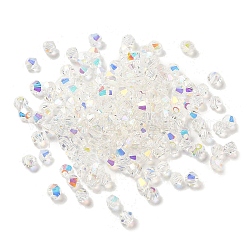 Perles en verre transparentes, facette, Toupie, clair ab, 3.5x3.5x3mm, Trou: 0.8mm, 720 pcs / sachet.
