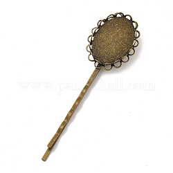 Eisen Haar Haarklammer Zubehör, oval mit Messingschale, Antik Bronze, Fach: 18x25 mm, 70~75x18.3 mm