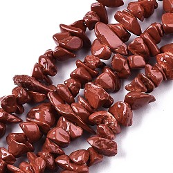 Natur howlite Chip-Perlen Stränge, gefärbt, roter Jaspisimitat, 5~15x5~10 mm, Bohrung: 1 mm, 33.86 Zoll ~ 35.43 Zoll (86~90 cm)