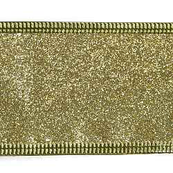 Nastri di velluto in stile scintillante, con potere glitterato, per l'imballaggio del regalo di natale, piatto, verga d'oro scuro, 2 pollice (50 mm), circa 10.94 iarde (10 m)/rotolo