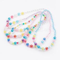 Colliers pour enfants, avec des perles de fer et des perles acryliques, couleur mixte, 17.3 pouce (44 cm)