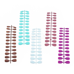 Faux ongles en plastique mat couleurs unies couverture complète faux ongles conseils, presse naturelle de longueur moyenne sur les ongles, couleur mixte, 18~24x7~14mm, environ 24 pcs / ensemble