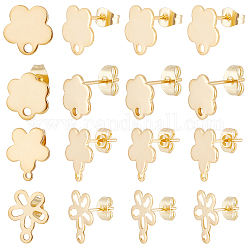 Beebeecraft 1 scatola 80 pezzi 4 risultati di orecchini a bottone a fiore in stile 24k placcati oro orecchini a bottone con anelli componente per orecchino a molla per la festa della mamma compleanno anniversario di primavera creazione di gioielli