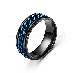 Stainless Steel Rotating Finger Ring, Fidget Spinner Ring for Calming Worry Meditation, Black, US Size 9(18.9mm)