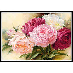 DIY 5D Flower Pattern Canvas Diamond Painting Kits, with Resin Rhinestones, Sticky Pen, Tray Plate, Glue Clay, for Home Wall Decor Full Drill Diamond Art Gift, Flower Pattern, 39x29x0.03cm