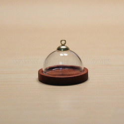 Glass Dome Cover, Decorative Display Case, Cloche Bell Jar Terrarium with Wooden Base, FireBrick, 25mm