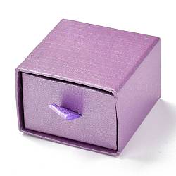 Boîte à tiroirs en papier carrée, avec une éponge noire et une corde en polyester, pour bracelet et bagues, moyen orchidée, 5.2x5.05x3.6 cm