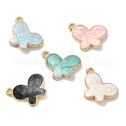 Alloy Enamel Pendants, Long-Lasting Plated, Cadmium Free & Nickel Free & Lead Free, Golden, Butterfly Charm, Mixed Color, 12x17x2mm, Hole: 1mm