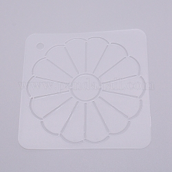 Matte PP Plastic Drawing Scale Template, For DIY Scrapbooking, Square with Floral Pattern, Clear, 12x12x0.06cm, Hole: 6.5mm