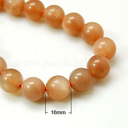 Natural Sunstone Beads Strands, Grade A,  Round, Chocolate, 16mm, Hole: 1mm