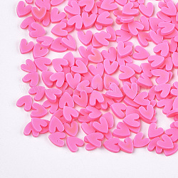 Ручной полимерной глины украшения искусства ногтя, Модные уходу за ногтями, без отверстия , сердце, ярко-розовый, 4~6x4~5x1~2 мм