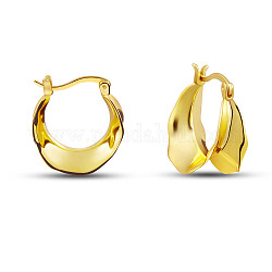 SHEGRACE 925 Sterling Silver Crescent Moon Hoop Earrings, Real 18K Gold Plated, 8.5x18mm