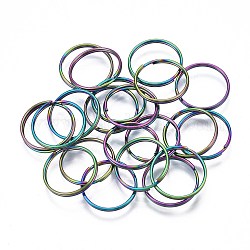 Rainbow Color 304 Stainless Steel Linking Key Rings, Keychain Clasp Findings, Cadmium Free & Nickel Free & Lead Free, Ring, 14x1mm, Inner Diameter: 12.5mm