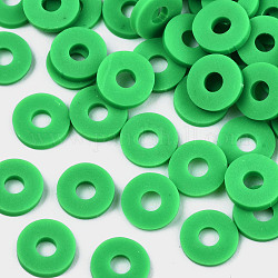 Abalorios de arcilla polimérica hechos a mano, Para suministros de manualidades de joyería diy, disco / plano y redondo, abalorios heishi, verde lima, 8x1mm, agujero: 2 mm, aproximamente 13000 unidades / 1000 g