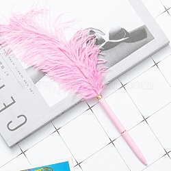 Kugelschreiber, Kugelschreiber mit Federpresse, mit Metall-Befund, Perle rosa, Gesamtlänge: 290~300 mm