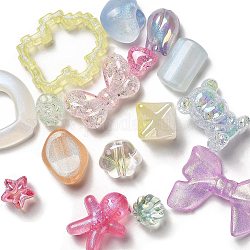 Perles acryliques plaquées, formes mixtes, couleur mixte, 9~31x15~31.5x5~14mm, Trou: 2~3mm
