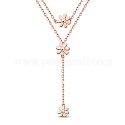 Ярусные ожерелья shegrace из латуни, с кабельными цепями, маргаритка, розовое золото , 14.96 дюйм ~ 17.32 дюйма (38~44 см)