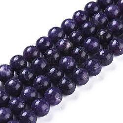 Natural Lepidolite/Purple Mica Stone Beads Strands, Round, 4mm, Hole: 0.8mm, about 86pcs/strand, 15.51 inch(39.4cm)