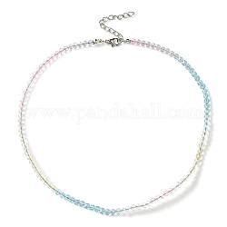 Bling Glass Round Beaded Necklace for Women, Light Sky Blue, 16.93 inch(43cm)
