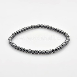 Non-magnétiques bracelets hématite perles balle en stretch pour un cadeau de Saint-Valentin, 54mm